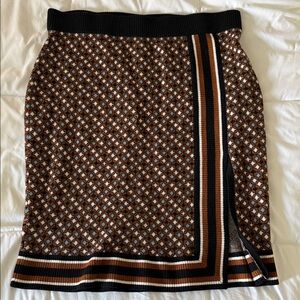 Nine West Geometric Black and Brown Pencil Skirt